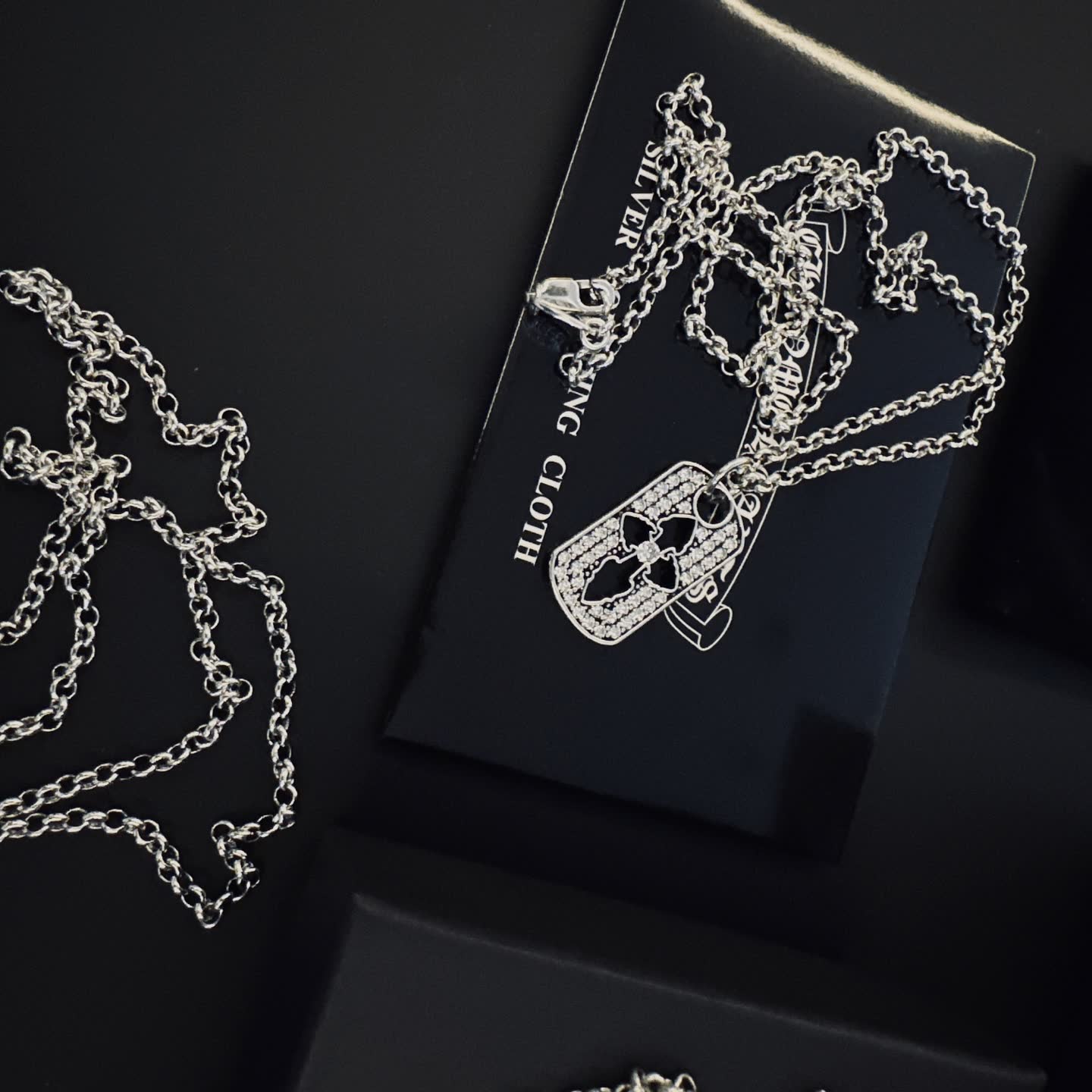 Chrome Hearts Silver Cross Tag Necklace